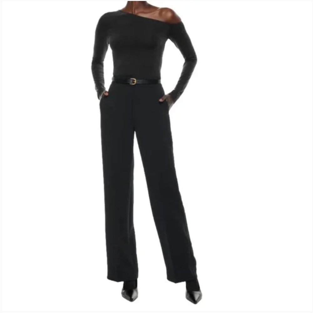 Aritzia Black Wide-Leg Trousers